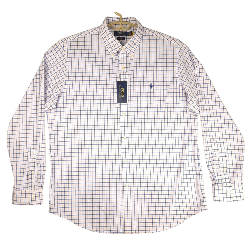 Polo Ralph Lauren Mens XL Classic Fit Performance Shirt Pink Blue Check NWT